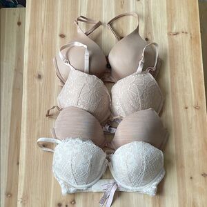 (4) Victoria's Secret Lace and Smooth Bombshell Bra Collection 34DD